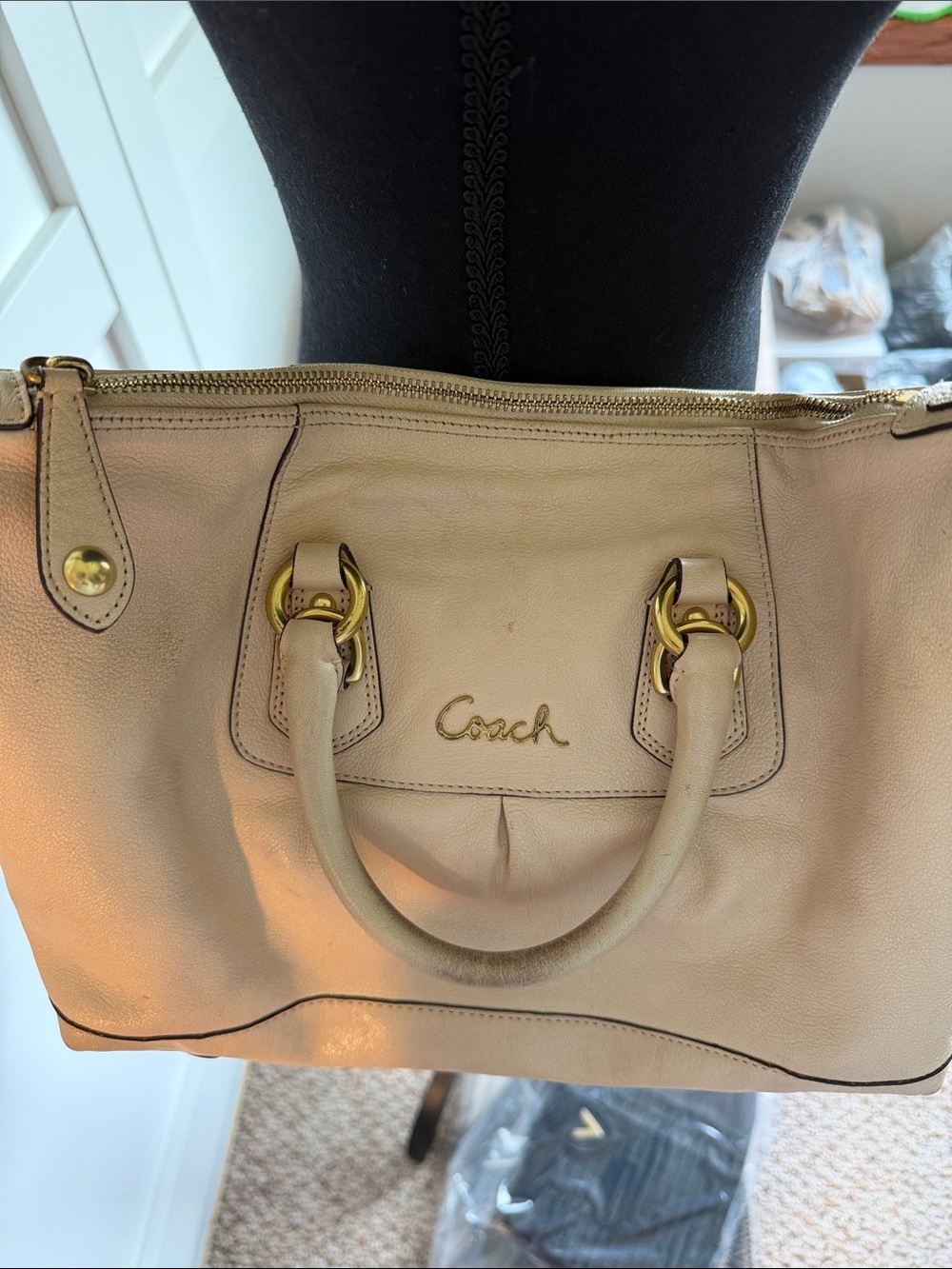 Coach Cream Tote with Pink Interior ** read description